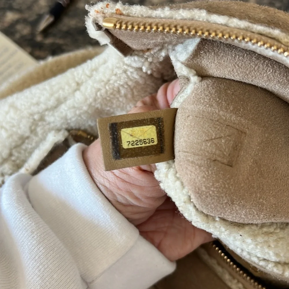 CHANEL tan suede